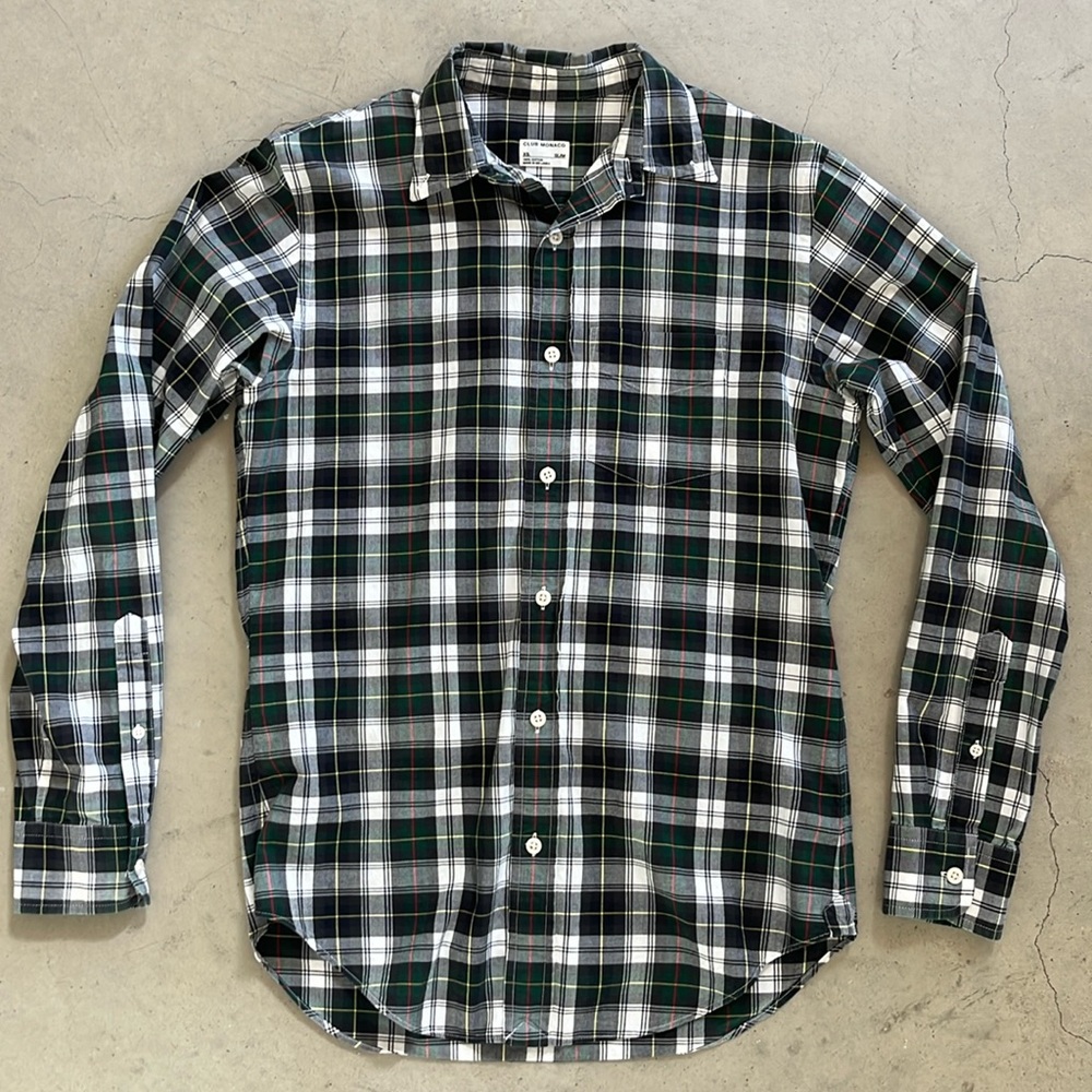 Club Monaco button up in green plaid
